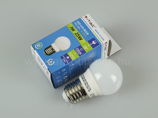 V-TAC E27,kisgömb 3W~25W természetes vagy meleg fehér LED égő