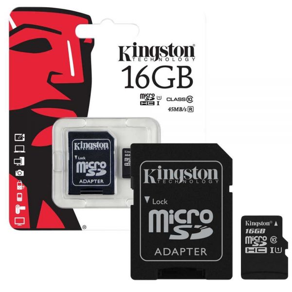 Kingston 16GB CL10 micro SDHC kártya+SD adapter